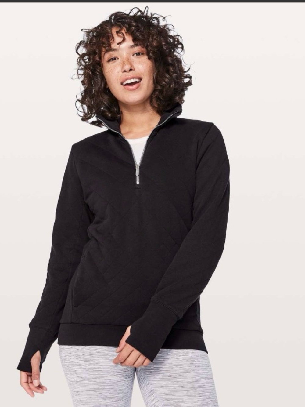Lululemon Forever Warm Quilted Quarter Zip Pull Over Sweatshirt Sz 6 Preppy
